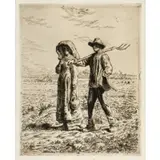 Jean-François Millet, Le Depart Pour le Travail (Going to Work), 1863, Etching