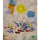 Ronald Julius Christensen, Boat Parade, Oil on masonite.1964
