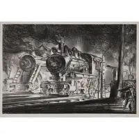 Reginald Marsh, Switch Engines, Erie Yards, Jersey City (Stone No. 3) 1947/48, Lithograph