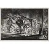Reginald Marsh, Switch Engines, Erie Yards, Jersey City (Stone No. 3) 1947/48, Lithograph