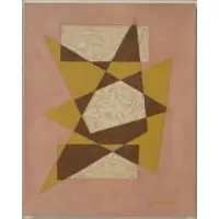 Emil Bisttram, Untitled (Pink, Ochre, White, and Brown Geometric), Pastel and graphite on card