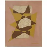 Emil Bisttram, Untitled (Pink, Ochre, White, and Brown Geometric), Pastel and graphite on card