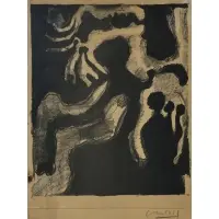 Frank Lobdell, Untitled (Black + White Abstract), Lithograph