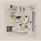 Hilla Rebay, Untitled (Abstract Composition with Yellow), Etching and aquatint in colors