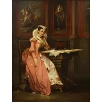The Love Letter by F. Ducale, Oil on canvas, sold Sep 2026