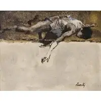 Lou Zansky, High Jump, Oil on board