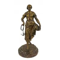 Émile Louis Picault, Untitled, Large and finely executed bronze figure with nice original gilt patina
