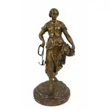 Émile Louis Picault, Untitled, Large and finely executed bronze figure with nice original gilt patina