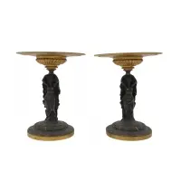 Henri Picard, Untitled, A fine pair of gilt & patinated bronze figural Tazzas