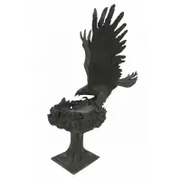 Sandra van Zandt, Eagles Nest, Large and impressive verdigris bronze sculpture of an Eagle landing at nest