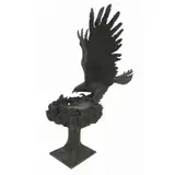 Sandra van Zandt, Eagles Nest, Large and impressive verdigris bronze sculpture of an Eagle landing at nest