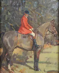 Peter Biegel, Portrait Of Harry Colbeck, Portman Hunt Whipper In, Upon A Bay Hunter