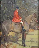 Peter Biegel, Portrait Of Harry Colbeck, Portman Hunt Whipper In, Upon A Bay Hunter