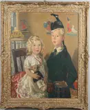 Paul James Logan Wyeth, Portrait Of Iain And Patricia In A Nursery Setting