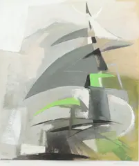 John Wells, Abstract 95/9, 1953, gouache on paper laid on thick card