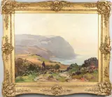 Alec Carruthers Gould, Droving Sheep Near Lynmouth, North Devon, oil on canvas