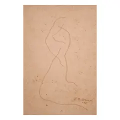Abstract by Hernando R. Ocampo, pen and ink on paper, sold Apr 2021
