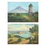a) M. Cruz b) B. Mariz, a.) Mt. Mayon
b.) Taal, a.) oil on canvas b.) oil on canvas