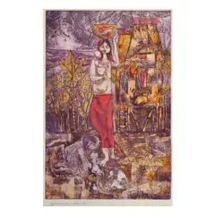 Madonna by Manuel Rodriguez Sr., etching and chine colle, A/P, sold Apr 2021