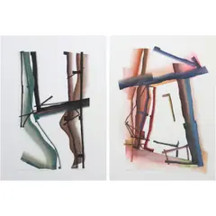 Lamberto Hechanova, a) M.A. Vatican’s Scaffold 
b) Salute to Manansala, watercolor and ink on Arches paper
