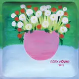 Cory Aquino, Still Life Flowers, acrylic on wood