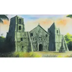Al Perez, Miagao Church, Iloillo Philippines, print on textured board