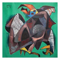 Rooster by William Yu, oil on canvas, sold Apr 2021