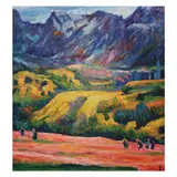 Landscape (Giacometti Copy) by Unidentified artist, acrylic on canvas, sold Apr 2021
