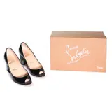 Christian Louboutin, Mid Heel Peep Toe Black Patent
