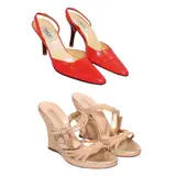 Orange Skinpointed Sling High Heels  and Gold and Hemp Sling Back Wedge by Isaac Mizrahi and Michael Kors, sold Nov 2020