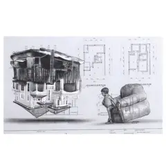 Jonathan Joven, Two Stor(e)y, graphite and pastel on tracing paper