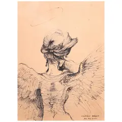 Angel by Claudio Bravo, pen and ink, sold Oct 2020