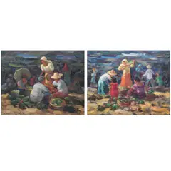 Antonio Ko Jr., Market Place I and II, oil and pastel on paper