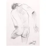 Emmanuel Garibay, Male Nude, charcoal on paper