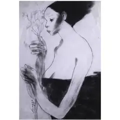 Dalaga by Lydia Velasco, charcoal on paper, sold Oct 2020