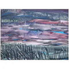 Imaginary Landscape by Justin Nuyda, acrylic on paper, sold Oct 2020