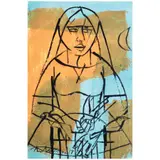 Woman With Bird by Angelito Antonio, acrylic on canvas, sold Oct 2020