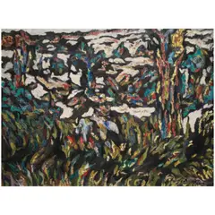 R.M De Leon, Hatted Man Seated in the Grassland Looking out, oil on canvas