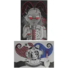 Darel Javier, a) Bunny’s Revenge I b) Bunny’s Revenge II, pen and ink on paper
