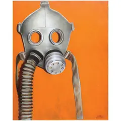 Gas Mask by Olan Ventura, oil on canvas, sold Oct 2020