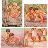 Rico Doronio, Filipino Games and Pastimes, oil on canvas