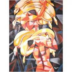 Inocando, Workers, acrylic on canvas
