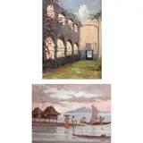 Victor Loyola, a) Corregidor b) After the Catch, oil on board