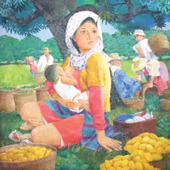 Slim Torres, Mother and Child, oil on canvas