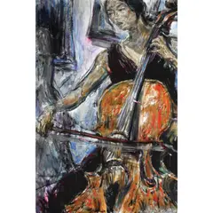 Cellist XIII by Vincent de Pio, acrylic on canvas, sold Oct 2020
