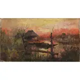 Barrio by Cesar Buenaventura, oil on canvas, sold Oct 2020