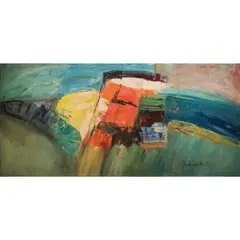 Abstract by Cesar Buenaventura, oil on canvas, sold Oct 2020