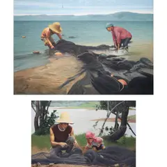 Vincent Ramos, a) Fishermen b) Father and Son, oil on canvas