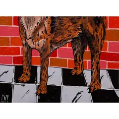 Dog by Lui Manaig, acrylic on canvas, sold Oct 2020