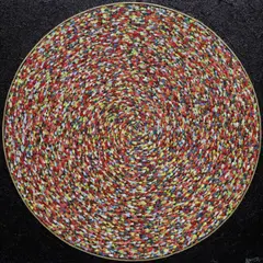 Binong Javier, Other Side of Circle (Black), mixed media on canvas